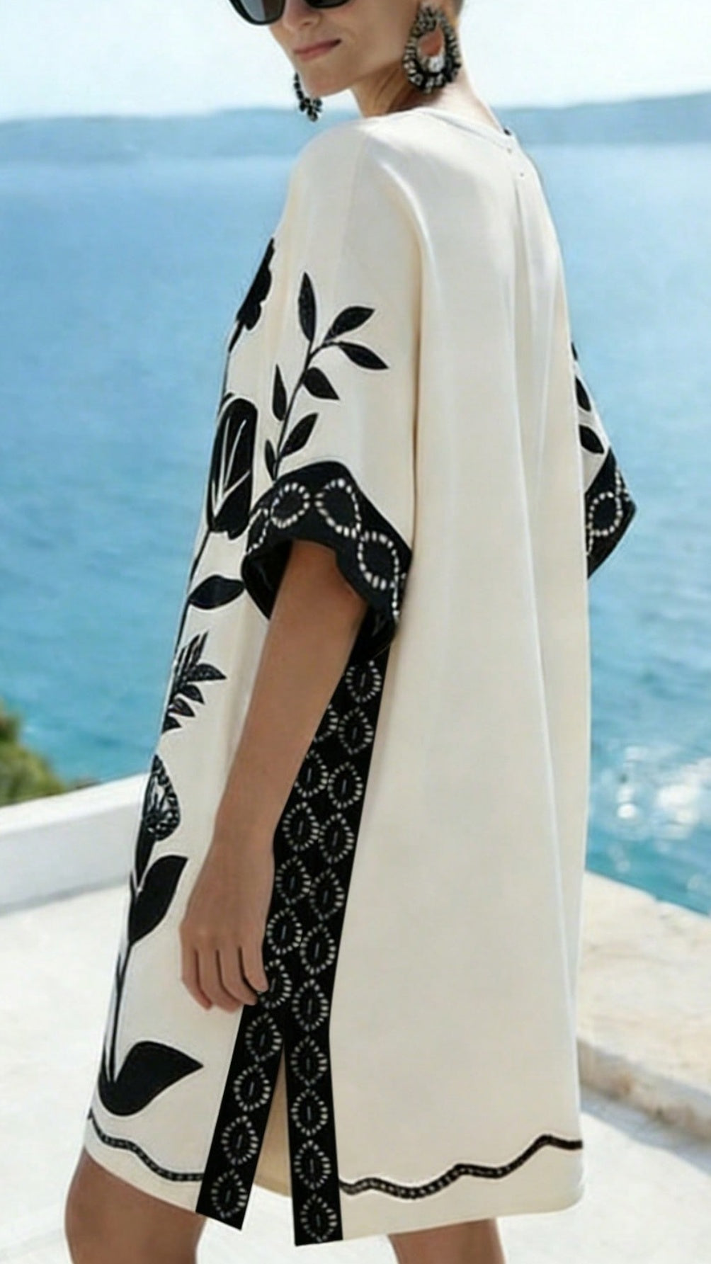 Women’s Loose-Fit Printed V-Neck Casual Vacation Dress