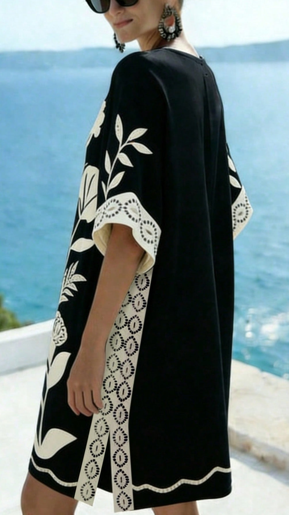 Women’s Loose-Fit Printed V-Neck Casual Vacation Dress