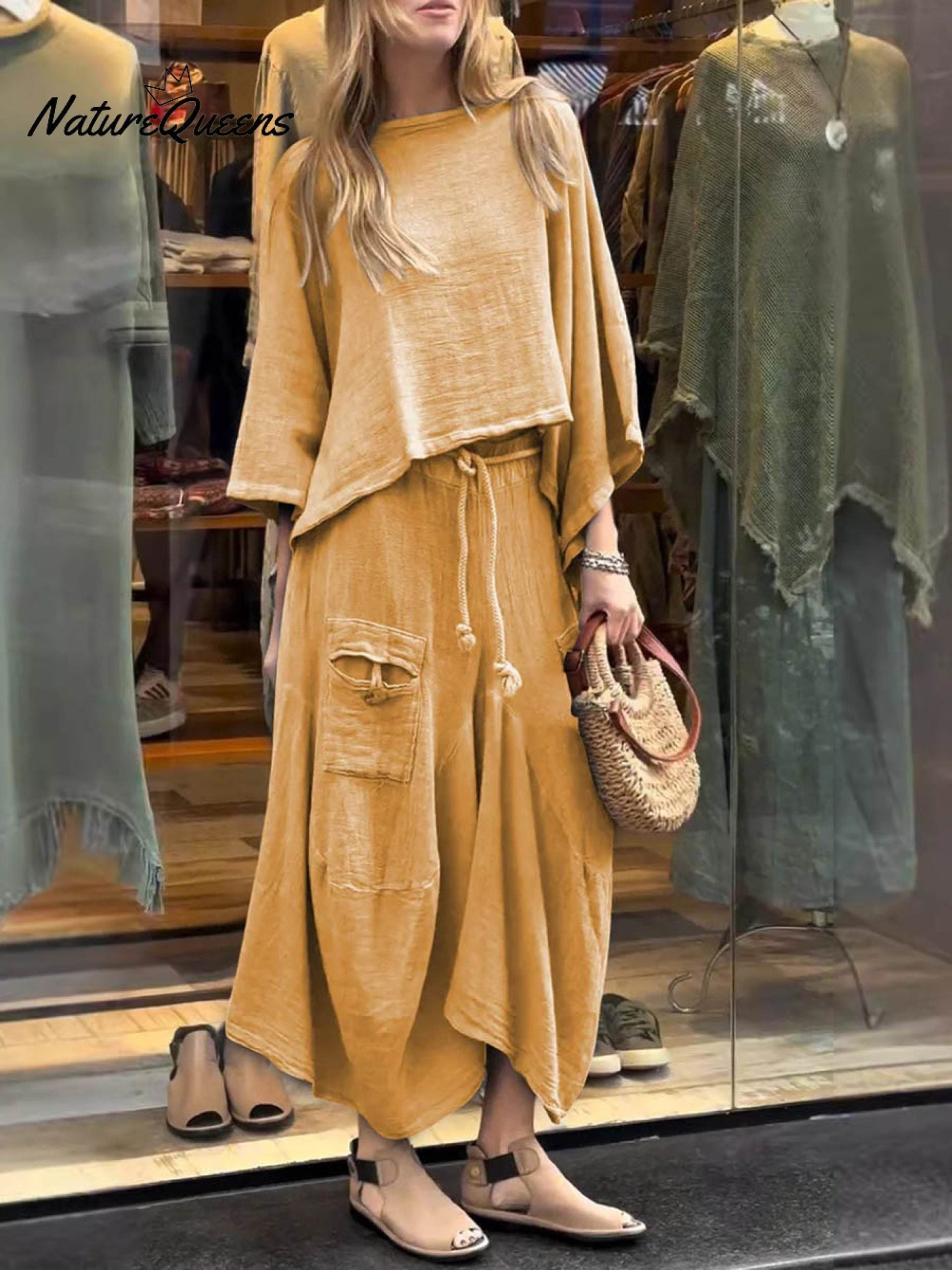 Women’s Solid Color Casual Loose Elegant Stylish Skirt Two Piece Suit