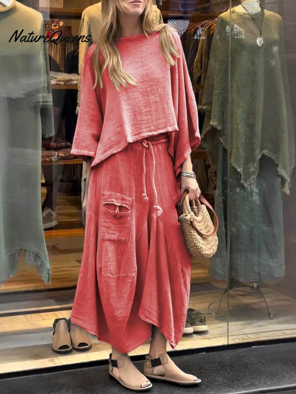 Women’s Solid Color Casual Loose Elegant Stylish Skirt Two Piece Suit