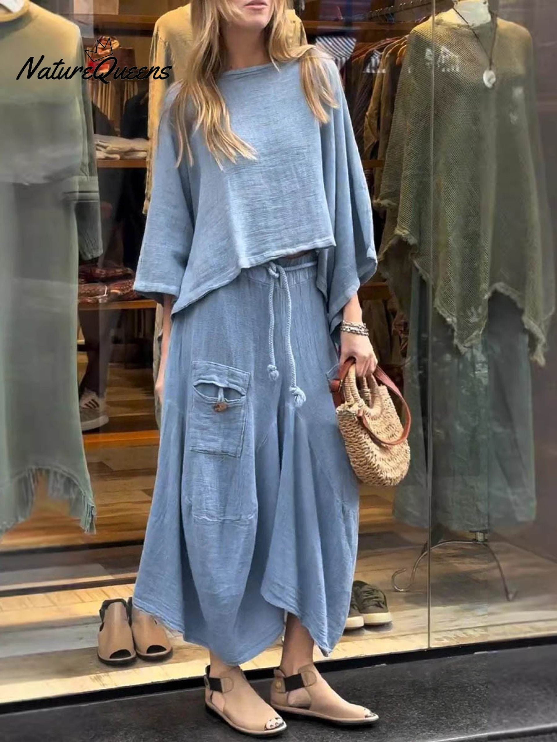 Women’s Solid Color Casual Loose Elegant Stylish Skirt Two Piece Suit