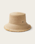 Natural Color Bucket Hat - Hand-woven raffia hat with a wide brim and adjustable size, perfect for a casual summer style.