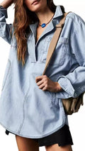Women’s Stylish V-Neck Denim Top