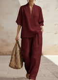 Plus Size Friendly New Arrivals🔥 Women’s Casual Cozy Minimalist Linen Two-piece Set