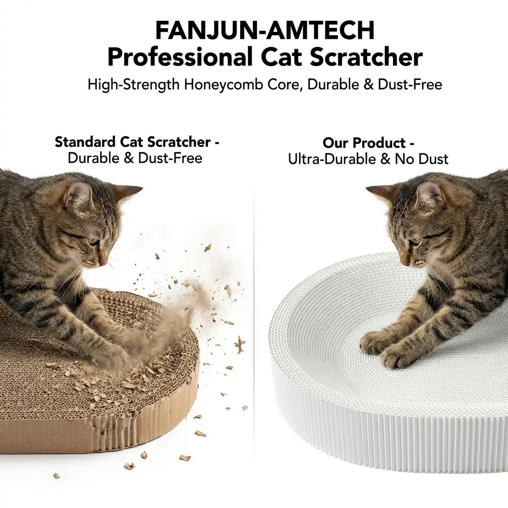 【Summmer Launch】No-shed oval cat scratcher with ample space to play and sleep. Made of premium reinforced, non-slip corrugated cardboard
