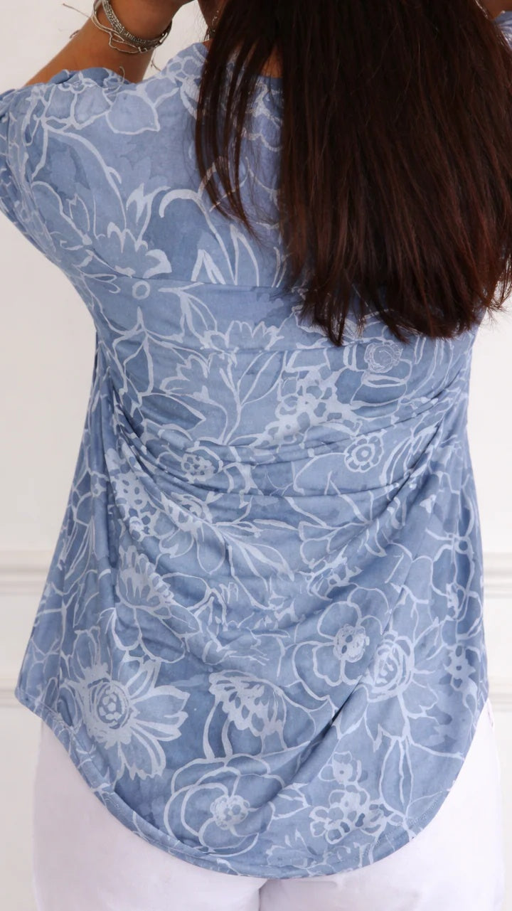 Women’s Casual Printed Shirt with Patch Pockets and Sequins