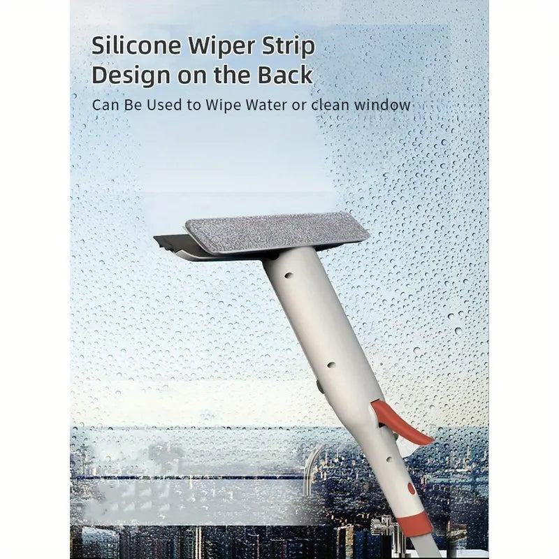 3-in-1 Glass Cleaning Kit – Durable Metal Pole, Silicone Scraper & Water Spray Wand, Ergonomic Easy-Grip Handle, 122cm Extendable Pole, Streak-Free Cleaning for High Windows, Shower Doors & Car Windshields