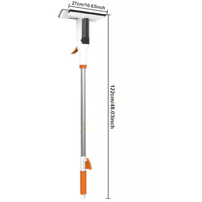 3-in-1 Glass Cleaning Kit – Durable Metal Pole, Silicone Scraper & Water Spray Wand, Ergonomic Easy-Grip Handle, 122cm Extendable Pole, Streak-Free Cleaning for High Windows, Shower Doors & Car Windshields