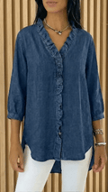 New Arrivals🔥 Women’s Casual Denim V-Neck Ruffled Shirt