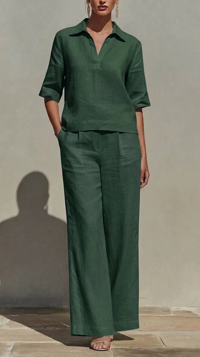 New Arrivals🔥Women’s Solid Cotton Linen Two-Piece Set