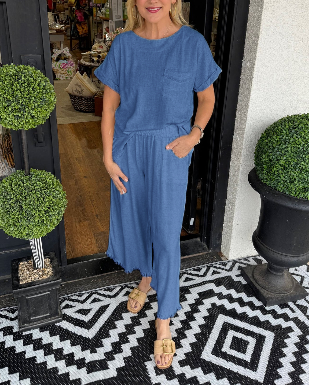 Women’s Casual Solid Cotton Linen Lounge Set (Buy 2 Free Shipping)
