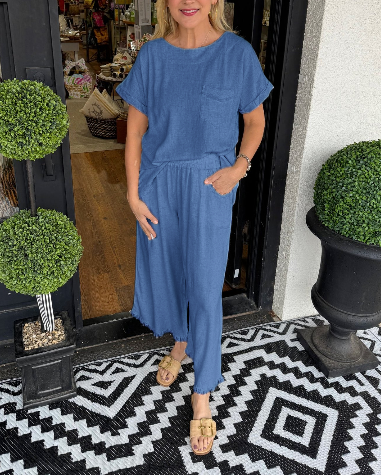Women’s Casual Solid Cotton Linen Lounge Set (Buy 2 Free Shipping)