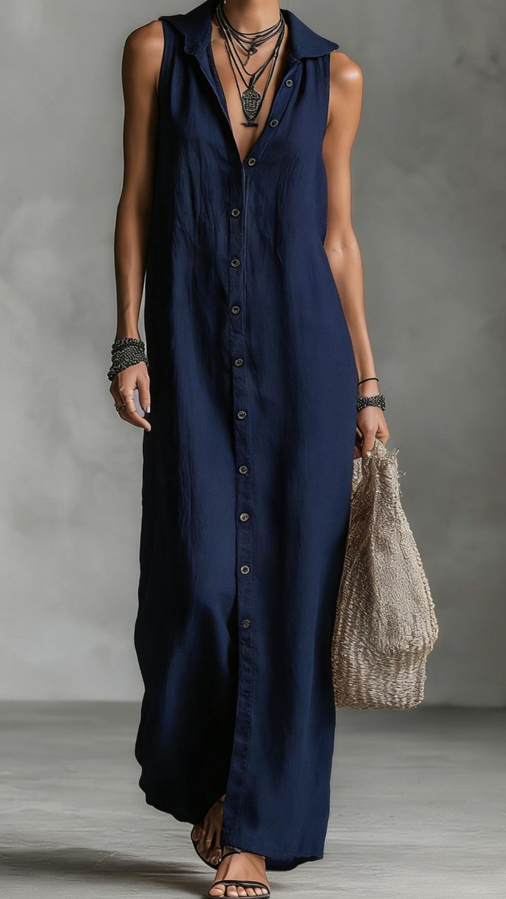 Women’s button-down sleeveless hooded dress