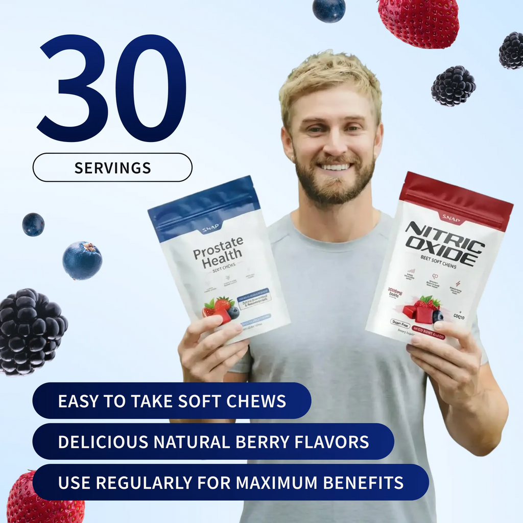 Prostate Health & Nitric Oxide Chews | Urinary Support | Blood Flow & Energy | Antioxidants | Mixed Berry Flavor