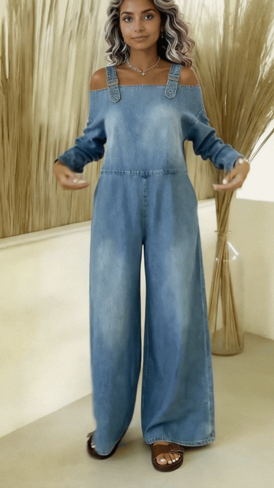 Women’s Off-the-shoulder Denim Jumpsuit
