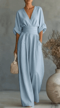 Women’s Solid-Color V-Neck Jumpsuit
