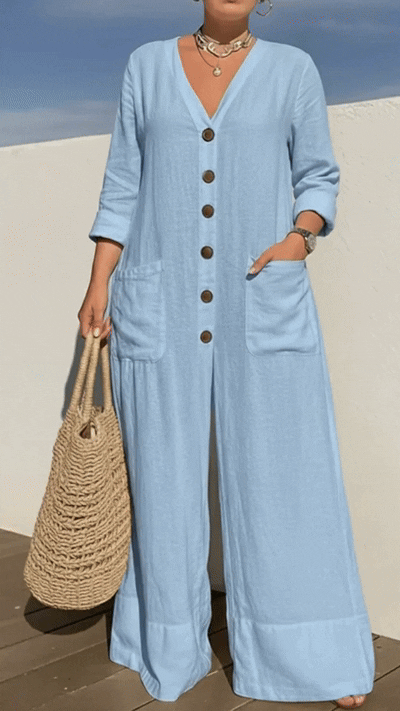 Women’s Cozy And Casual Linen And Cotton Jumpsuit