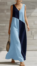 Women’s Color-Block Casual V-Neck Dress