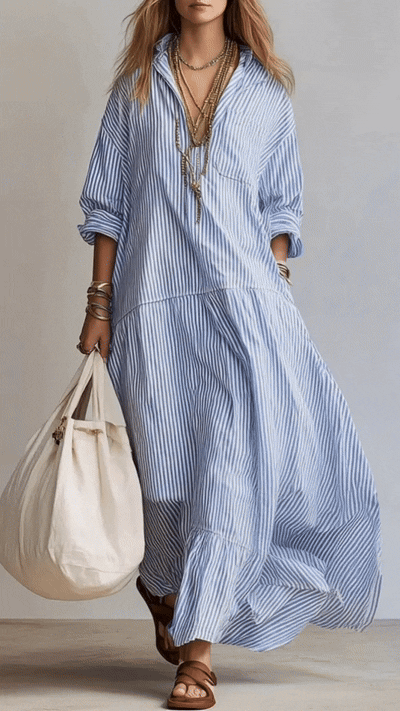 Women’s Casual Striped Loose-fitting Dress