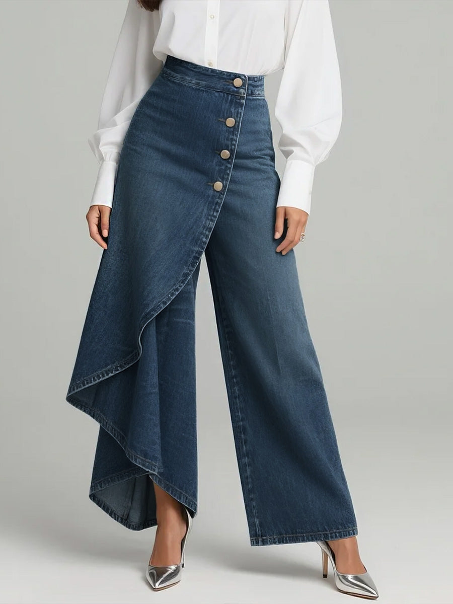 Women’s High-waisted Relaxed Fit Wide-leg Jeans With A Stylish Design.