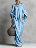 Minimalist Casual Sleeveless Cotton And Linen Long Dress