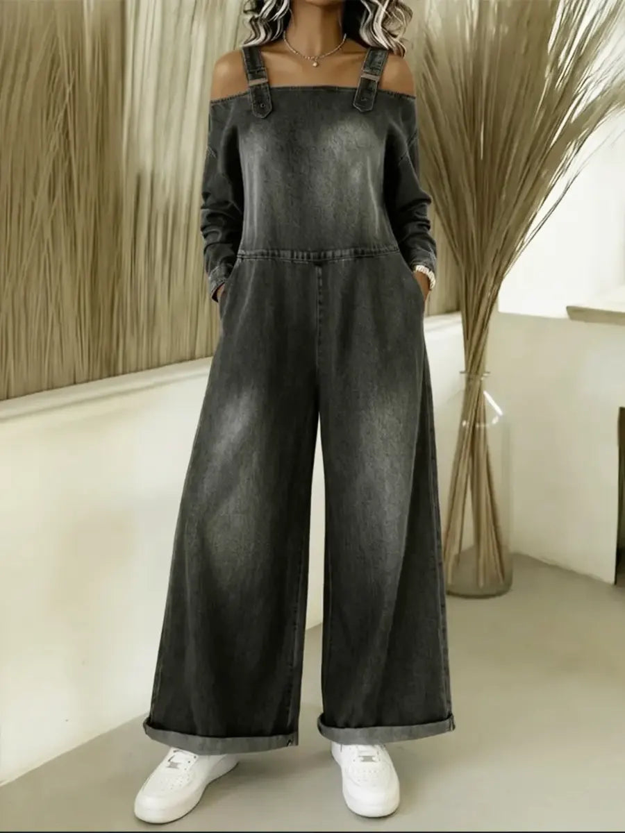 Women’s Off-the-shoulder Denim Jumpsuit