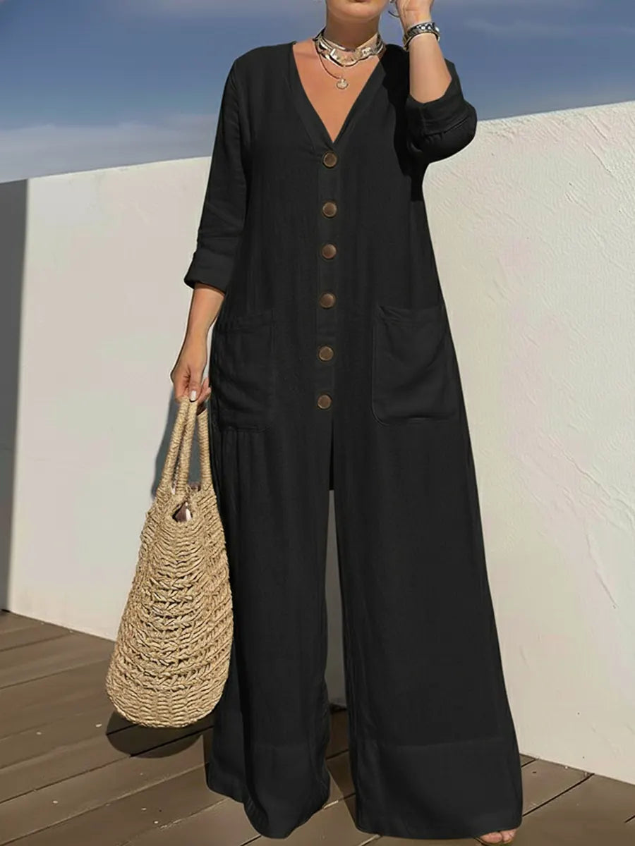 Women’s Cozy And Casual Linen And Cotton Jumpsuit