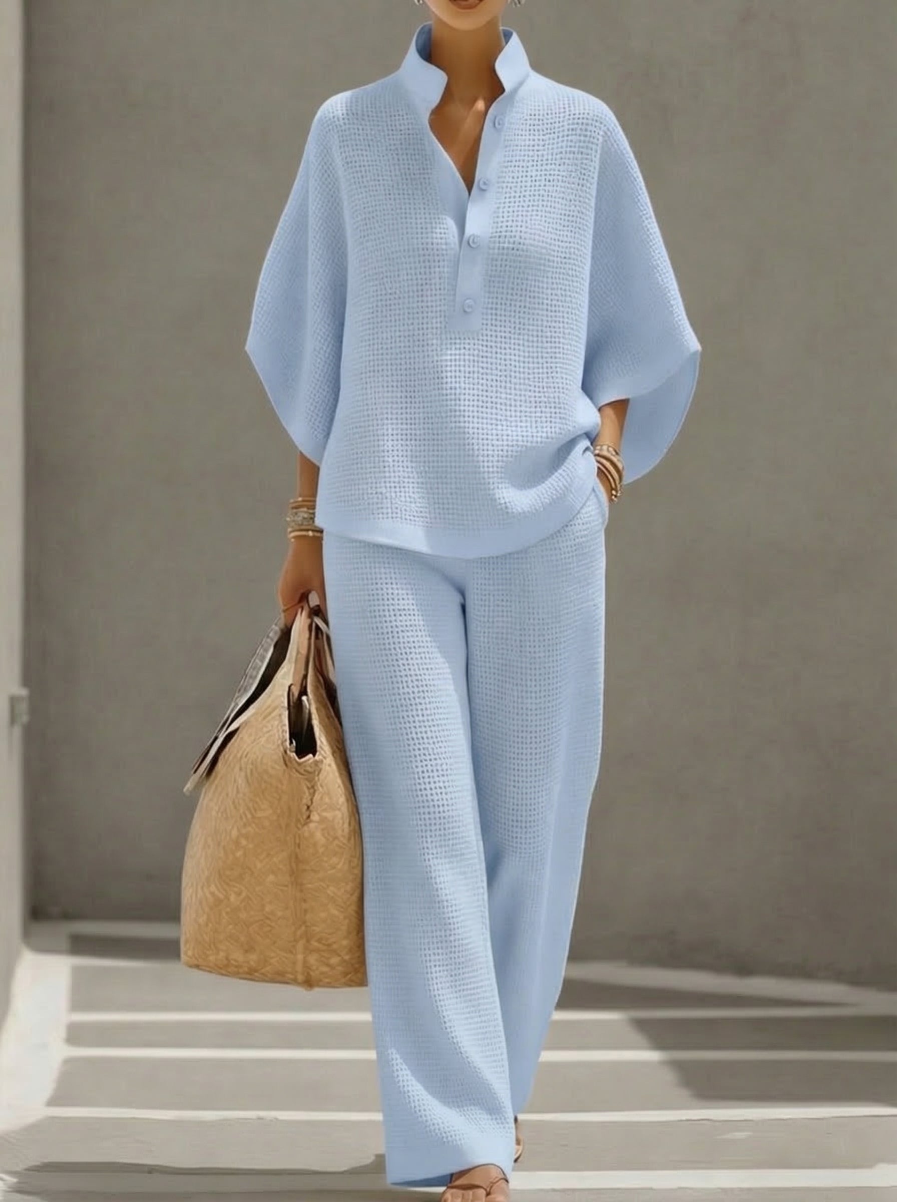 Plus Size Friendly Women’s Waffle Two-Piece Set