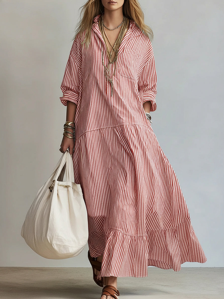 Women’s Casual Striped Loose-fitting Dress