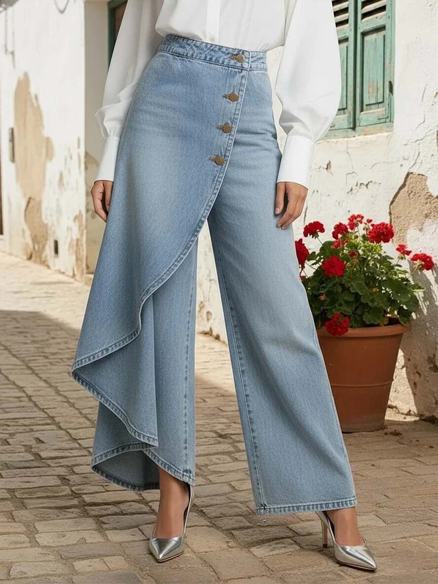Women’s High-waisted Relaxed Fit Wide-leg Jeans With A Stylish Design.