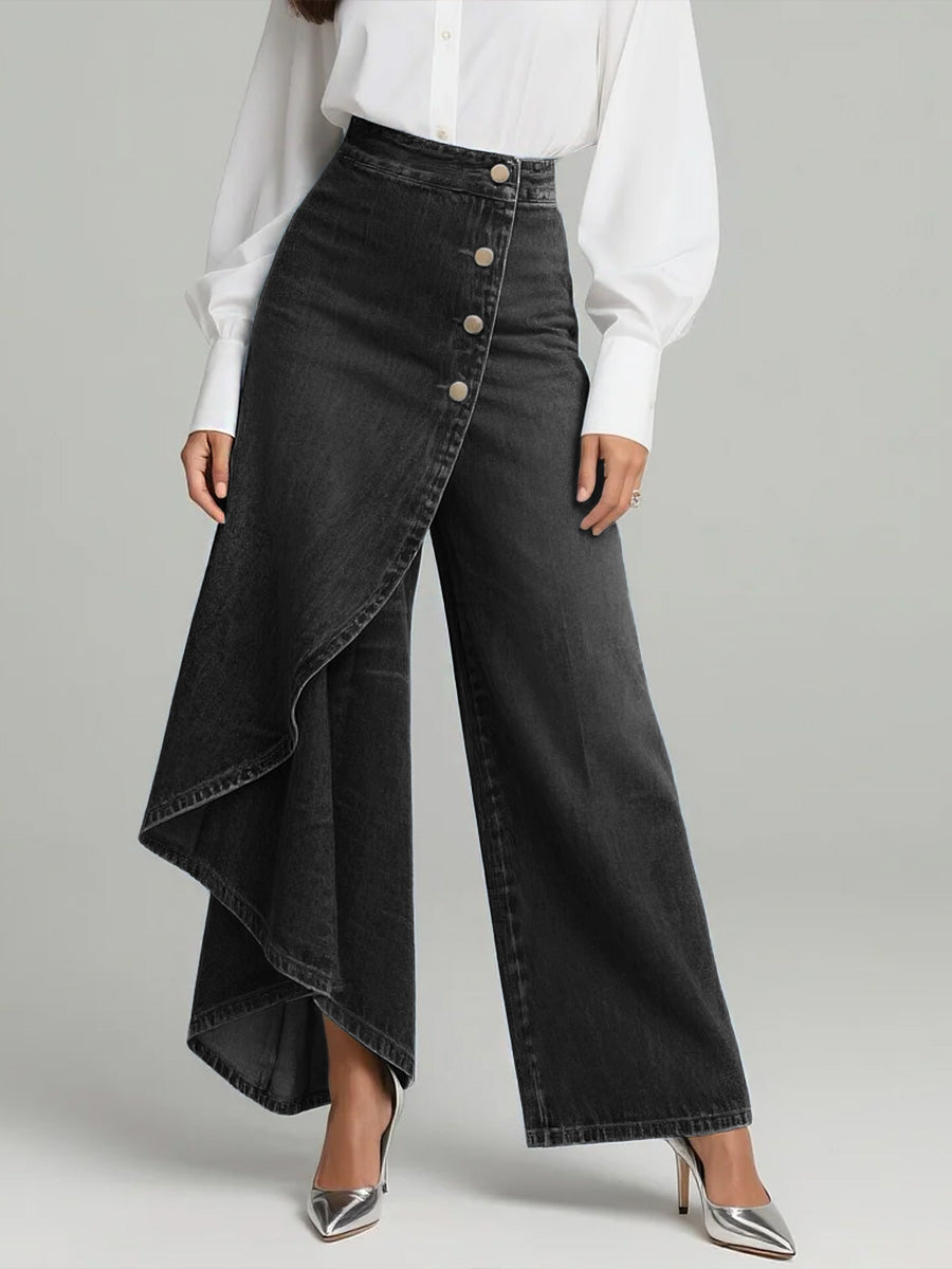 Women’s High-waisted Relaxed Fit Wide-leg Jeans With A Stylish Design.