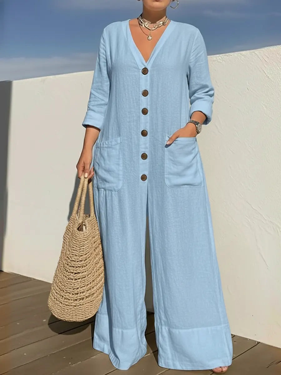 Women’s Cozy And Casual Linen And Cotton Jumpsuit