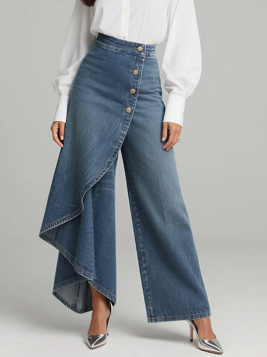 Women’s High-waisted Relaxed Fit Wide-leg Jeans With A Stylish Design.