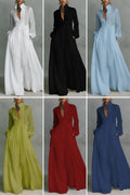 Women’s elegant figure-flattering long-sleeved pleated A-line dress perfect for vacations and inspired by French style