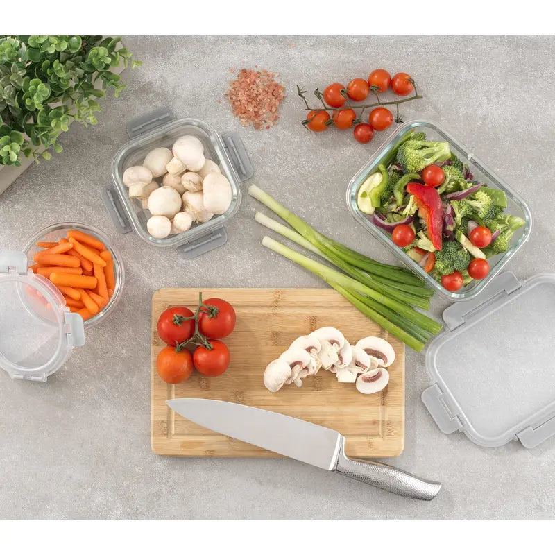 Ultimate 12-Piece Glass Food Storage Container Set with BPA-Free Airtight Locking Lids – Square & Round Meal Prep Containers, Freezer & Dishwasher Safe